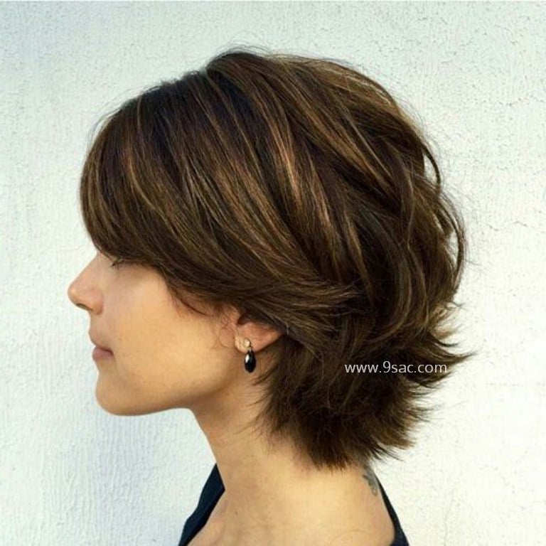Short Layer Haircut Model For Thick Stranded Hair