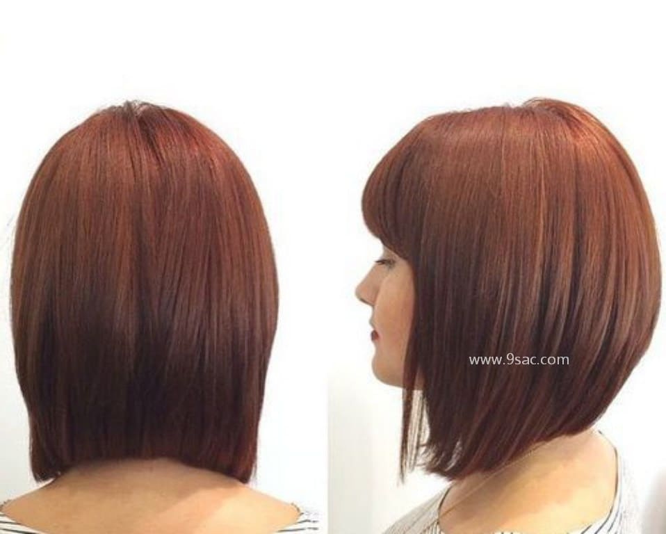 Angled Long Straight Bob Hair Model With Brown 