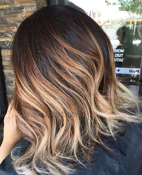 Caramel yellow balayage colors