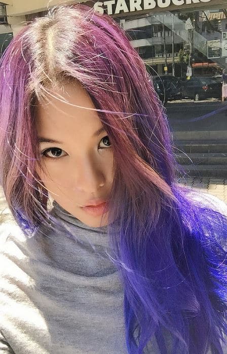 Sari pink purple ombre hairstyle 2016