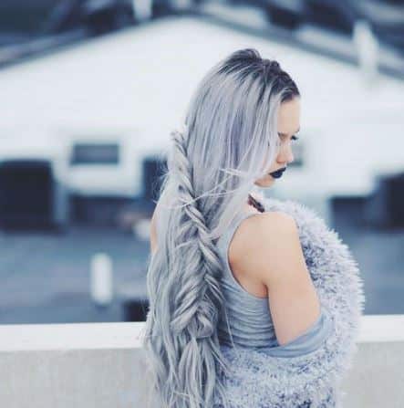 Braided Grey Hair Model