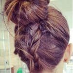 Messy bun hairstyle