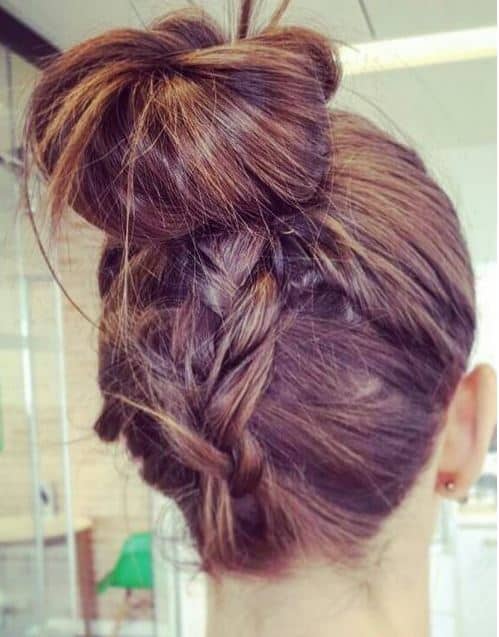 Messy bun hairstyle