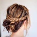 Braided messy bun hairstyle