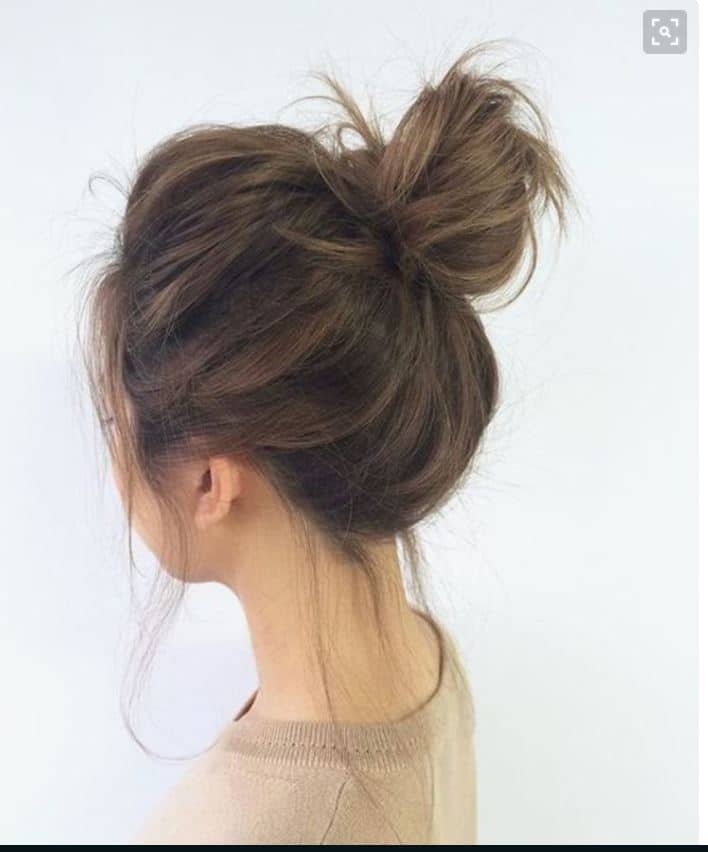 Messy bun hairstyle