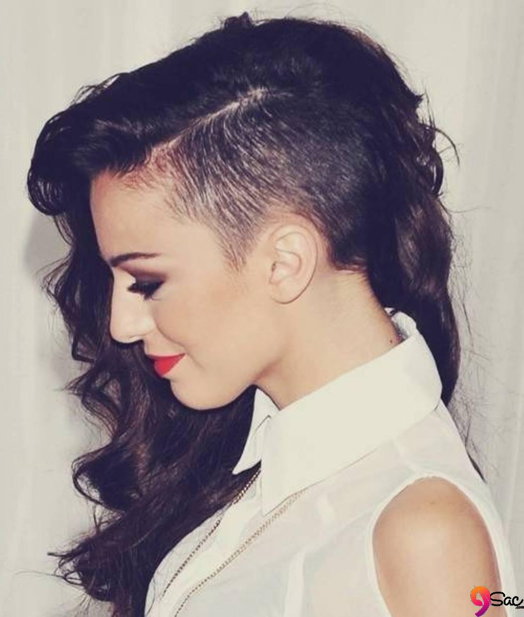 Women's Long Haircuts with Scraped Side