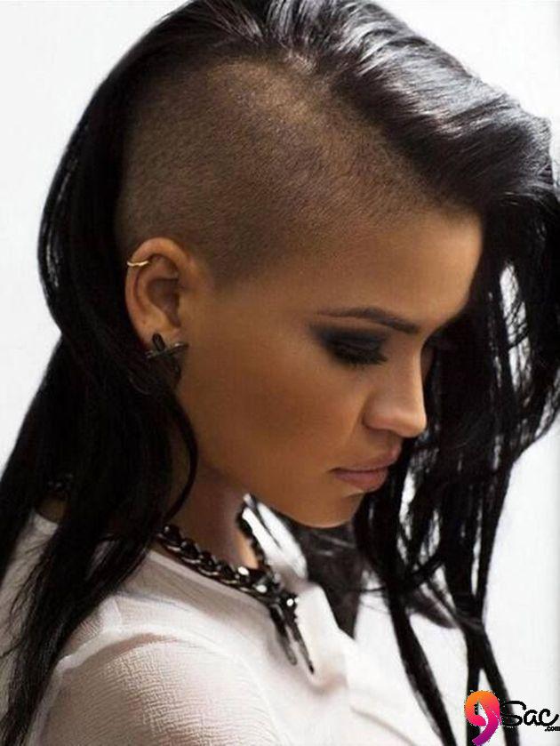 Women's Long Haircuts with Scraped Side