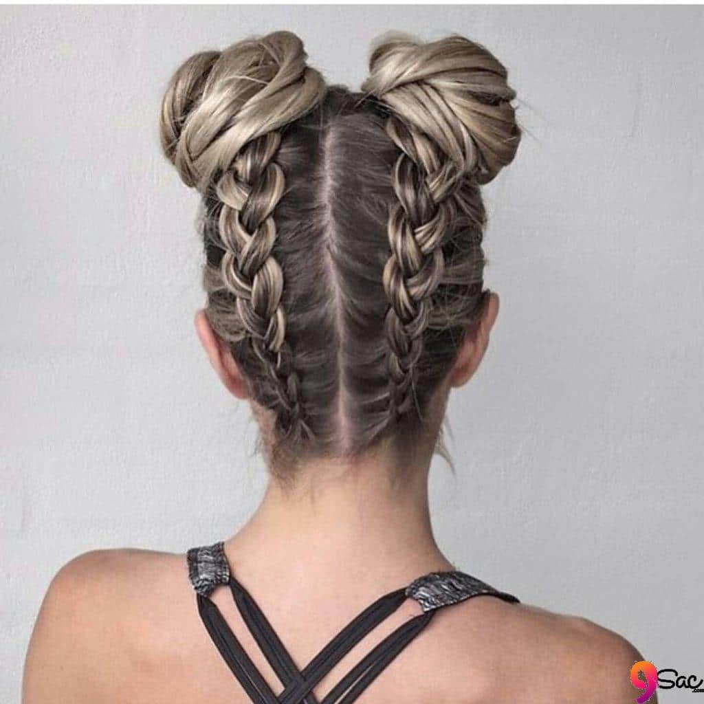 Half Braided Double Knob Haircuts